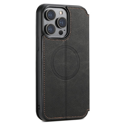 For iPhone 15 Plus Suteni J06 Retro Matte Litchi Texture Leather MagSafe Phone Case(Black) - iPhone 15 Plus Cases by Suteni | Online Shopping South Africa | PMC Jewellery | Buy Now Pay Later Mobicred