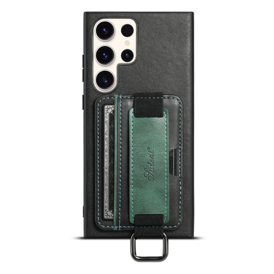 For Samsung Galaxy S24 Ultra 5G Suteni H13 Card Wallet Wrist Strap Holder PU Phone Case(Black) - Galaxy S24 Ultra 5G Cases by Suteni | Online Shopping South Africa | PMC Jewellery | Buy Now Pay Later Mobicred