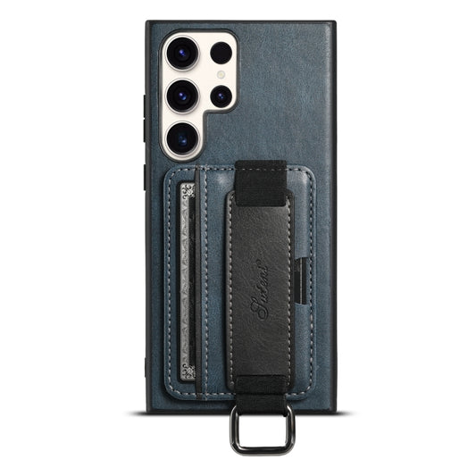 For Samsung Galaxy S24 Ultra 5G Suteni H13 Card Wallet Wrist Strap Holder PU Phone Case(Blue) - Galaxy S24 Ultra 5G Cases by Suteni | Online Shopping South Africa | PMC Jewellery | Buy Now Pay Later Mobicred