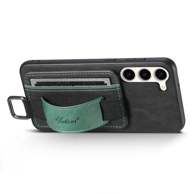 For Samsung Galaxy S24+  5G Suteni H13 Card Wallet Wrist Strap Holder PU Phone Case(Black) - Galaxy S24+ 5G Cases by Suteni | Online Shopping South Africa | PMC Jewellery | Buy Now Pay Later Mobicred