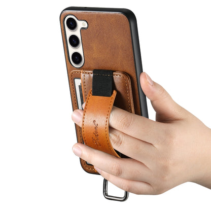 For Samsung Galaxy S24  5G Suteni H13 Card Wallet Wrist Strap Holder PU Phone Case(Brown) - Galaxy S24 5G Cases by Suteni | Online Shopping South Africa | PMC Jewellery | Buy Now Pay Later Mobicred