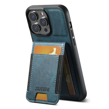 For iPhone 16 Pro Max Suteni H03 Oil Wax Leather Wallet Stand Back Phone Case(Blue) - iPhone 16 Pro Max Cases by Suteni | Online Shopping South Africa | PMC Jewellery | Buy Now Pay Later Mobicred