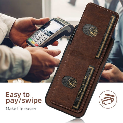 For iPhone 16 Suteni H03 Litchi Leather Card Bag Stand Back Phone Case(Brown) - iPhone 16 Cases by Suteni | Online Shopping South Africa | PMC Jewellery | Buy Now Pay Later Mobicred