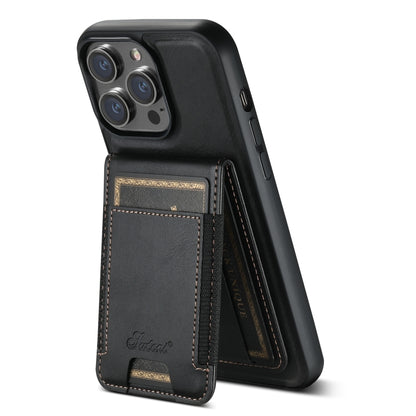 For iPhone 15 Pro Max Suteni H17 Oil Eax Leather MagSafe Detachable Wallet Phone Case(Black) - iPhone 15 Pro Max Cases by Suteni | Online Shopping South Africa | PMC Jewellery | Buy Now Pay Later Mobicred