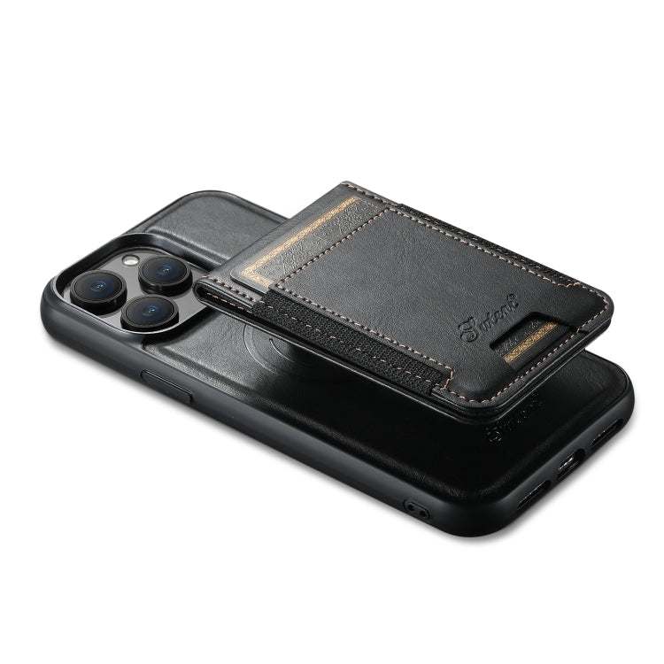 For iPhone 15 Suteni H17 Oil Eax Leather MagSafe Detachable Wallet Phone Case(Black) - iPhone 15 Cases by Suteni | Online Shopping South Africa | PMC Jewellery | Buy Now Pay Later Mobicred