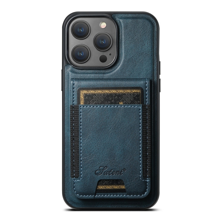 For iPhone 13 Pro Max Suteni H17 Oil Eax Leather MagSafe Detachable Wallet Phone Case(Blue) - iPhone 13 Pro Max Cases by Suteni | Online Shopping South Africa | PMC Jewellery | Buy Now Pay Later Mobicred