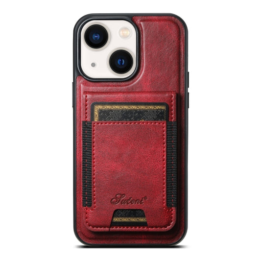 For iPhone 13 Suteni H17 Oil Eax Leather MagSafe Detachable Wallet Phone Case(Red) - iPhone 13 Cases by Suteni | Online Shopping South Africa | PMC Jewellery | Buy Now Pay Later Mobicred