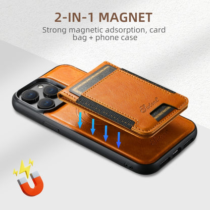 For iPhone 16 Suteni H17 Oil Eax Leather MagSafe Detachable Wallet Phone Case(Khaki) - iPhone 16 Cases by Suteni | Online Shopping South Africa | PMC Jewellery | Buy Now Pay Later Mobicred