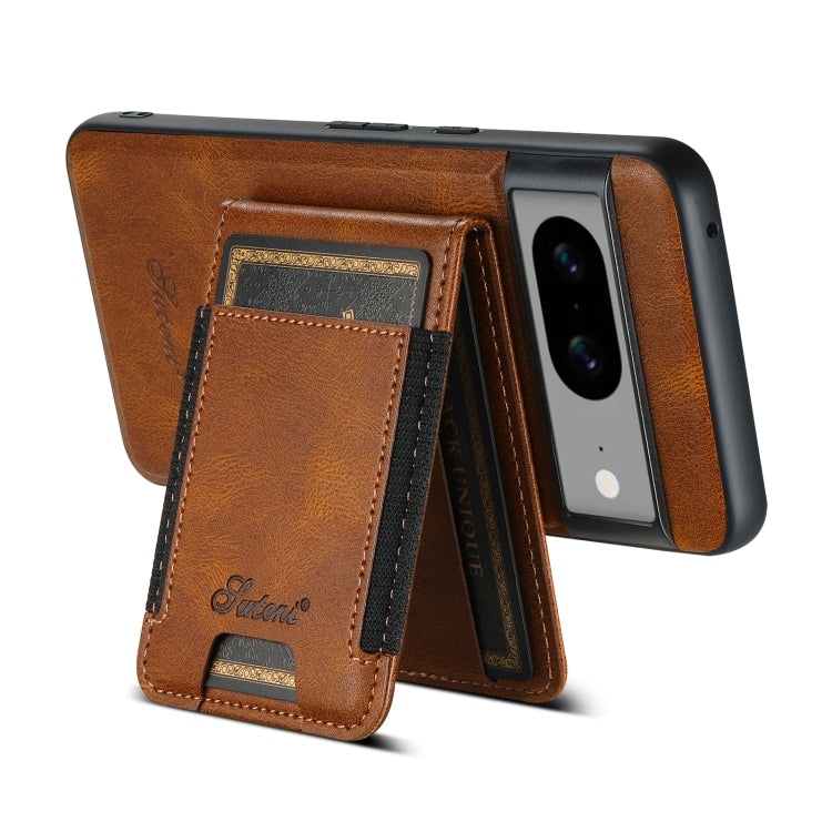 For Google Pixel 6a Suteni H17 Oil Eax Leather Detachable Wallet Phone Case(Brown) - Google Cases by Suteni | Online Shopping South Africa | PMC Jewellery | Buy Now Pay Later Mobicred