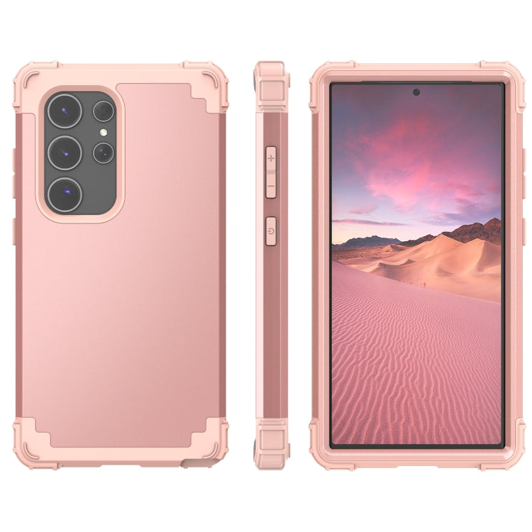 For Samsung Galaxy S24 Ultra 5G 3 in 1 Silicone Hybrid PC Shockproof Phone Case(Rose Gold) - free shipping - PMC TechLife - Order now!