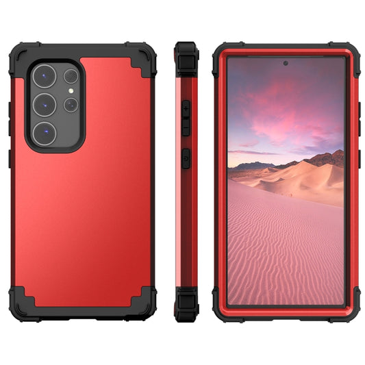 For Samsung Galaxy S24 Ultra 5G 3 in 1 Silicone Hybrid PC Shockproof Phone Case(Red) - Galaxy S24 Ultra 5G Cases by PMC Jewellery | Online Shopping South Africa | PMC Jewellery