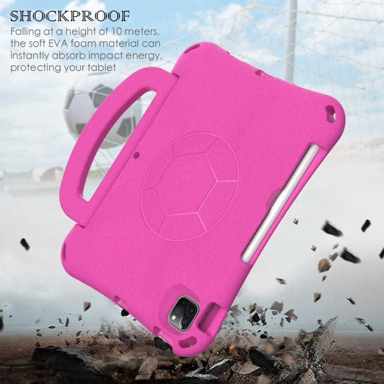 For iPad Pro 11 2024 Handle Football Shaped EVA Shockproof Tablet Case(Rose Red) - iPad Pro 11 2024 Cases by PMC Jewellery | Online Shopping South Africa | PMC Jewellery | Buy Now Pay Later Mobicred
