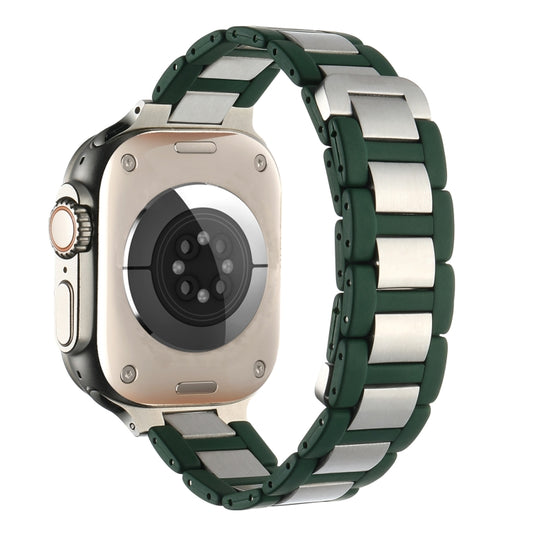 For Apple Watch SE 2023 40mm Rubber Stainless Steel Magnetic Watch Band(Green+Silver) - Watch Bands by PMC Jewellery | Online Shopping South Africa | PMC Jewellery