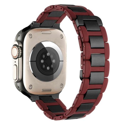 For Apple Watch Ultra 49mm Rubber Stainless Steel Magnetic Watch Band(Wine+Black) - Watch Bands by PMC Jewellery | Online Shopping South Africa | PMC Jewellery