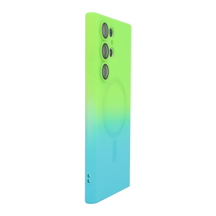 For Samsung Galaxy S25 Ultra 5G ENKAY Hat-Prince MagSafe Rainbow Gradient Silicone Phone Case with Lens Film(Green Blue) - Galaxy S25 Ultra 5G Cases by ENKAY | Online Shopping South Africa | PMC Jewellery | Buy Now Pay Later Mobicred