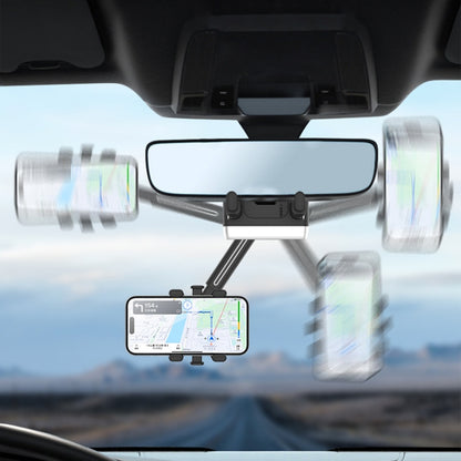 H23-8 New Multifunction Rearview Mirror Phone Holder Rotatable Retractable Phone Mount - Car Holders by PMC Jewellery | Online Shopping South Africa | PMC Jewellery | Buy Now Pay Later Mobicred