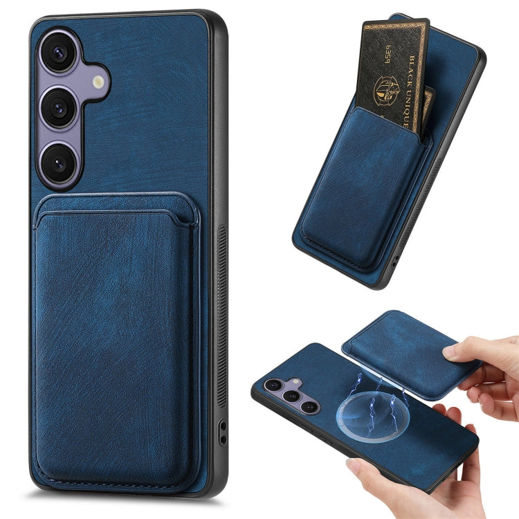 For Samsung Galaxy S25+ 5G Retro Leather Card Bag Magnetic Phone Case(Blue) - Galaxy S25+ 5G Cases by PMC Jewellery | Online Shopping South Africa | PMC Jewellery | Buy Now Pay Later Mobicred