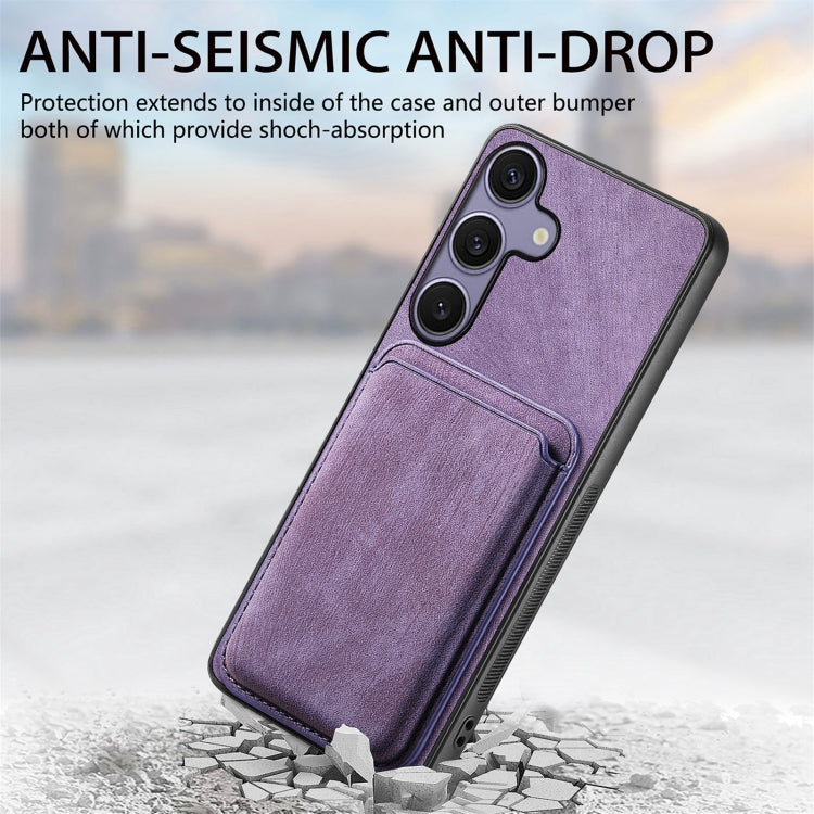 For Samsung Galaxy S25+ 5G Retro Leather Card Bag Magnetic Phone Case(Purple) - Galaxy S25+ 5G Cases by PMC Jewellery | Online Shopping South Africa | PMC Jewellery | Buy Now Pay Later Mobicred