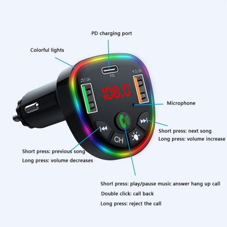 P25 Phone Dual USB Cigarette Lighter Charger Bluetooth Hands-Free Car Player - Car Charger by PMC Jewellery | Online Shopping South Africa | PMC Jewellery | Buy Now Pay Later Mobicred