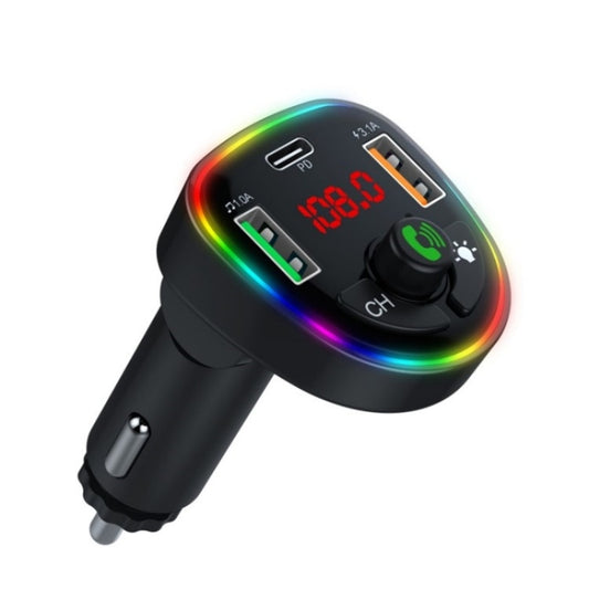 P24 1 Type-C + 2 USB Car Charger Car Bluetooth Music Player Voltage Detection - Bluetooth Car Kits by PMC Jewellery | Online Shopping South Africa | PMC Jewellery | Buy Now Pay Later Mobicred