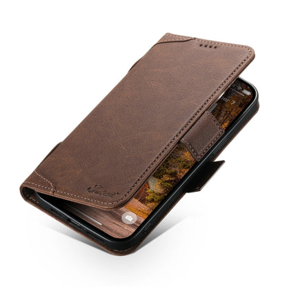 For iPhone 12 / 12 Pro SUTENI J07 Multifunctional Horizontal Flip Magsafe Leather Phone Case(Brown) - iPhone 12 / 12 Pro Cases by Suteni | Online Shopping South Africa | PMC Jewellery | Buy Now Pay Later Mobicred