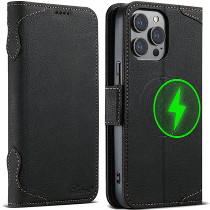 For iPhone 12 Pro Max SUTENI J07 Multifunctional Horizontal Flip Magsafe Leather Phone Case(Black) - iPhone 12 Pro Max Cases by Suteni | Online Shopping South Africa | PMC Jewellery | Buy Now Pay Later Mobicred