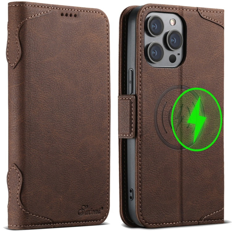 For iPhone 15 Pro SUTENI J07 Multifunctional Horizontal Flip Magsafe Leather Phone Case(Brown) - iPhone 15 Pro Cases by Suteni | Online Shopping South Africa | PMC Jewellery | Buy Now Pay Later Mobicred