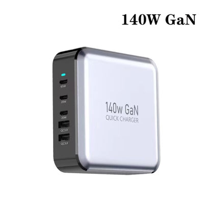 GAN 140W PD65W / PD20W / QC3.0 USB Five Port Laptop Adapter, Plug:US Plug - Universal Power Adapter by PMC Jewellery | Online Shopping South Africa | PMC Jewellery | Buy Now Pay Later Mobicred