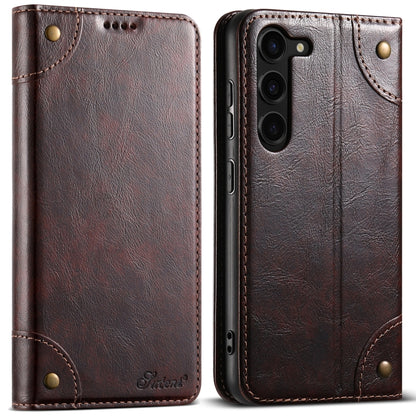 For Samsung Galaxy S24 5G Suteni Baroque Calf Texture Buckle Wallet Leather Phone Case(Brown) - Galaxy S24 5G Cases by Suteni | Online Shopping South Africa | PMC Jewellery | Buy Now Pay Later Mobicred