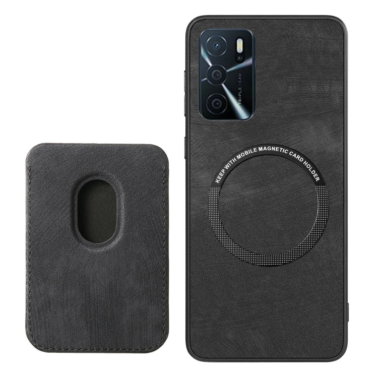 For OPPO A58 4G Retro Leather Card Bag Magnetic Phone Case(Black) - OPPO Cases by PMC Jewellery | Online Shopping South Africa | PMC Jewellery | Buy Now Pay Later Mobicred