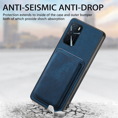 For OPPO Reno10 Pro Global Retro Leather Card Bag Magnetic Phone Case(Blue) - OPPO Cases by PMC Jewellery | Online Shopping South Africa | PMC Jewellery | Buy Now Pay Later Mobicred