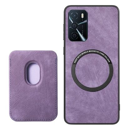 For OPPO A78 4G Retro Leather Card Bag Magnetic Phone Case(Purple) - OPPO Cases by PMC Jewellery | Online Shopping South Africa | PMC Jewellery | Buy Now Pay Later Mobicred