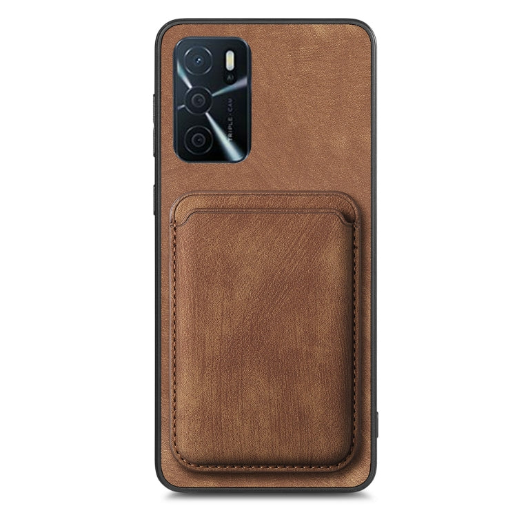 For OPPO Reno8 T 4G Retro Leather Card Bag Magnetic Phone Case(Brown) - OPPO Cases by PMC Jewellery | Online Shopping South Africa | PMC Jewellery | Buy Now Pay Later Mobicred