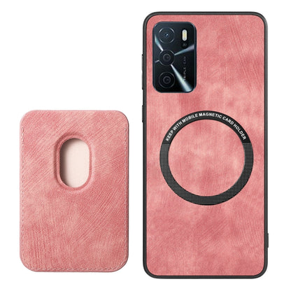 For OPPO A17K Retro Leather Card Bag Magnetic Phone Case(Pink) - OPPO Cases by PMC Jewellery | Online Shopping South Africa | PMC Jewellery | Buy Now Pay Later Mobicred