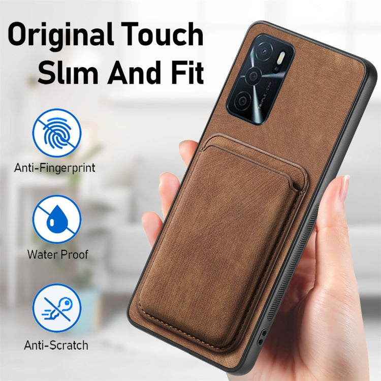 For OPPO A17 Retro Leather Card Bag Magnetic Phone Case(Brown) - OPPO Cases by PMC TechLife | Online Shopping South Africa | PMC TechLife | Buy Now Pay Later Mobicred