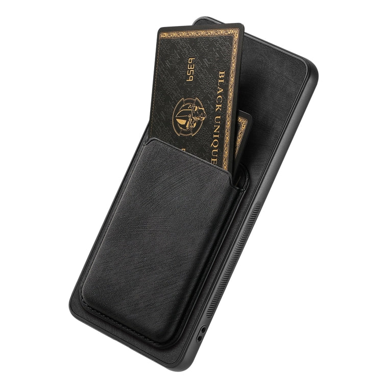 For OPPO A17 Retro Leather Card Bag Magnetic Phone Case(Black) - OPPO Cases by PMC TechLife | Online Shopping South Africa | PMC TechLife | Buy Now Pay Later Mobicred