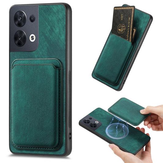 For OPPO Reno8 5G Retro Leather Card Bag Magnetic Phone Case(Green) - OPPO Cases by PMC Jewellery | Online Shopping South Africa | PMC Jewellery | Buy Now Pay Later Mobicred