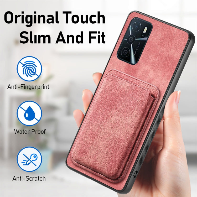 For OPPO A57 5G Retro Leather Card Bag Magnetic Phone Case(Pink) - OPPO Cases by PMC Jewellery | Online Shopping South Africa | PMC Jewellery | Buy Now Pay Later Mobicred