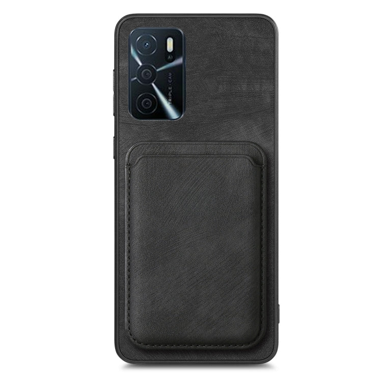 For OPPO A57 5G Retro Leather Card Bag Magnetic Phone Case(Black) - OPPO Cases by PMC Jewellery | Online Shopping South Africa | PMC Jewellery | Buy Now Pay Later Mobicred