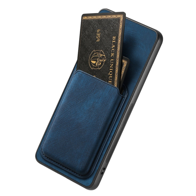 For OPPO Reno7 4G Retro Leather Card Bag Magnetic Phone Case(Blue) - OPPO Cases by PMC TechLife | Online Shopping South Africa | PMC TechLife | Buy Now Pay Later Mobicred