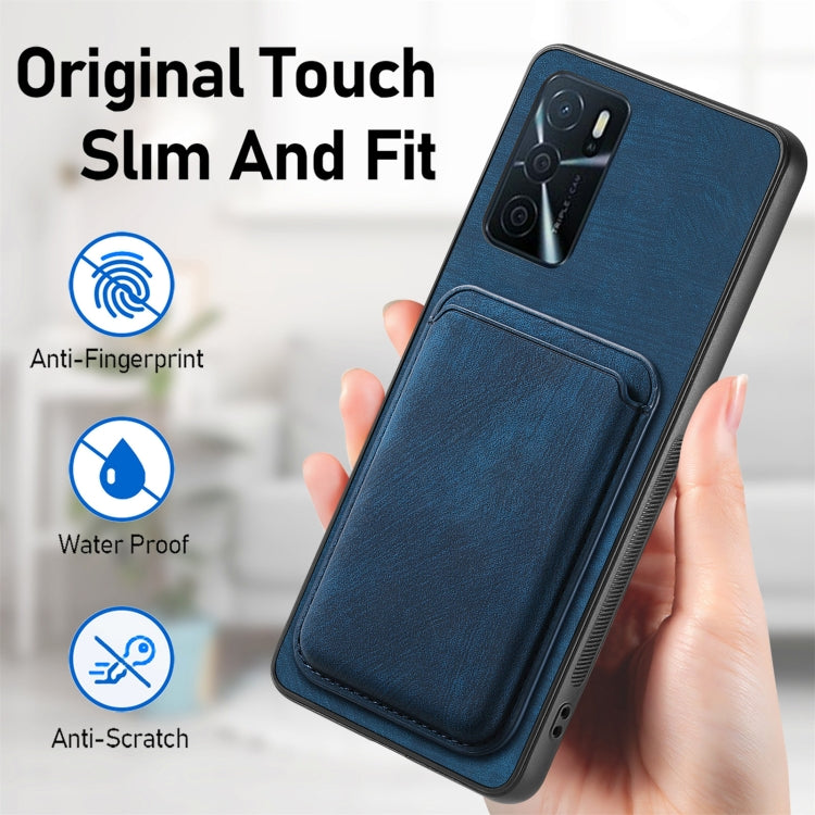 For OPPO Reno7 4G Retro Leather Card Bag Magnetic Phone Case(Blue) - OPPO Cases by PMC TechLife | Online Shopping South Africa | PMC TechLife | Buy Now Pay Later Mobicred