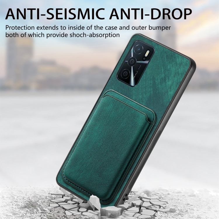 For OPPO Reno7 5G Retro Leather Card Bag Magnetic Phone Case(Green) - OPPO Cases by PMC Jewellery | Online Shopping South Africa | PMC Jewellery | Buy Now Pay Later Mobicred