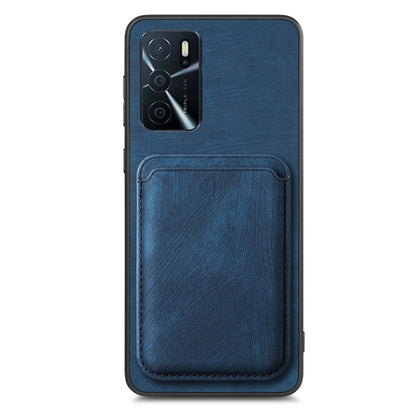 For OPPO A16K Retro Leather Card Bag Magnetic Phone Case(Blue) - OPPO Cases by PMC Jewellery | Online Shopping South Africa | PMC Jewellery | Buy Now Pay Later Mobicred