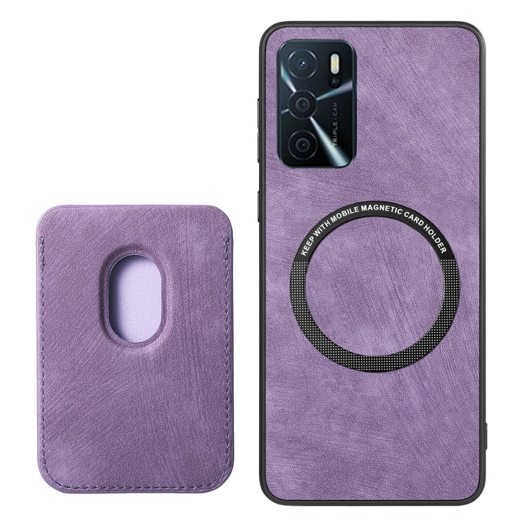 For OPPO Reno6 Z Retro Leather Card Bag Magnetic Phone Case(Purple) - OPPO Cases by PMC Jewellery | Online Shopping South Africa | PMC Jewellery | Buy Now Pay Later Mobicred