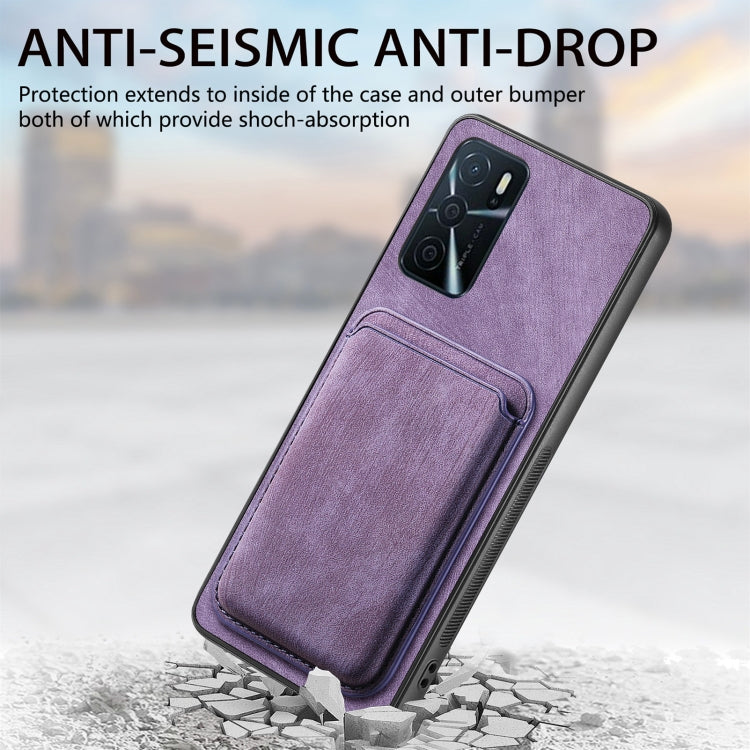 For OPPO Reno6 Z Retro Leather Card Bag Magnetic Phone Case(Purple) - OPPO Cases by PMC Jewellery | Online Shopping South Africa | PMC Jewellery | Buy Now Pay Later Mobicred