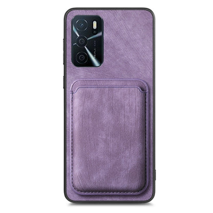 For OPPO F19 Retro Leather Card Bag Magnetic Phone Case(Purple) - OPPO Cases by PMC Jewellery | Online Shopping South Africa | PMC Jewellery | Buy Now Pay Later Mobicred