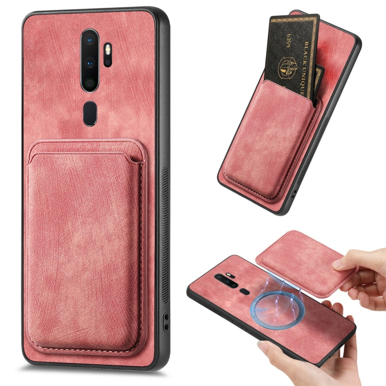 For OPPO A9 2020 / A5 2020 Retro Leather Card Bag Magnetic Phone Case(Pink) - OPPO Cases by PMC Jewellery | Online Shopping South Africa | PMC Jewellery | Buy Now Pay Later Mobicred