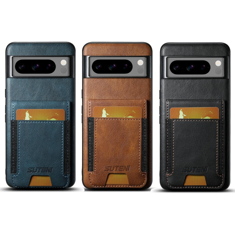 For Google Pixel 8a Suteni H03 Oil Wax Leather Wallet Stand Back Phone Case(Black) - Google Cases by Suteni | Online Shopping South Africa | PMC Jewellery | Buy Now Pay Later Mobicred