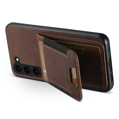 For Samsuny Galaxy S24+ 5G Suteni H03 Litchi Leather Card Bag Stand Back Phone Case(Brown) - Galaxy S24+ 5G Cases by Suteni | Online Shopping South Africa | PMC Jewellery | Buy Now Pay Later Mobicred