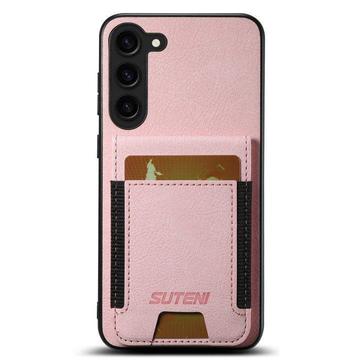 For Samsuny Galaxy S24+ 5G Suteni H03 Litchi Leather Card Bag Stand Back Phone Case(Pink) - Galaxy S24+ 5G Cases by Suteni | Online Shopping South Africa | PMC Jewellery | Buy Now Pay Later Mobicred